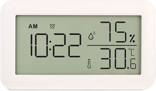 Tlily - Thermometer-Hygrometer für den Innenbereich mit Wecker, LCD-Digital (weiß)