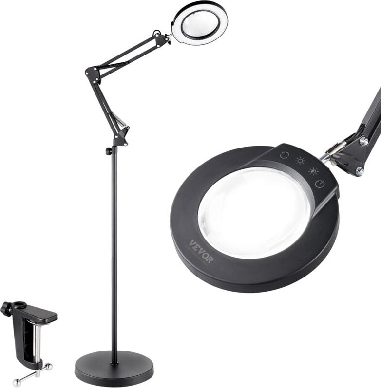 Bodenlupe Standlupe 5-fache Standlupe mit Licht, höhenverstellbare Standlupe mit Licht, 3-in-1-LED 5 Farben mit stufenlo...