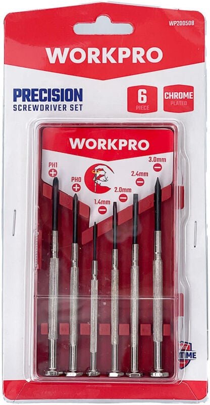 Set mit 6 Präzisionsschraubendrehern aus Kohlenstoffstahl mit phosphatierten Spitzen