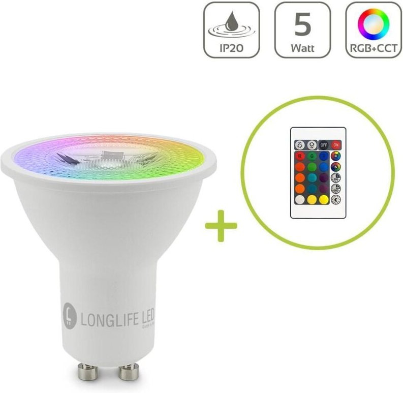 GU10 5W LED Spot RGB+CCT Farbwechsel mit IR Fernbedienung