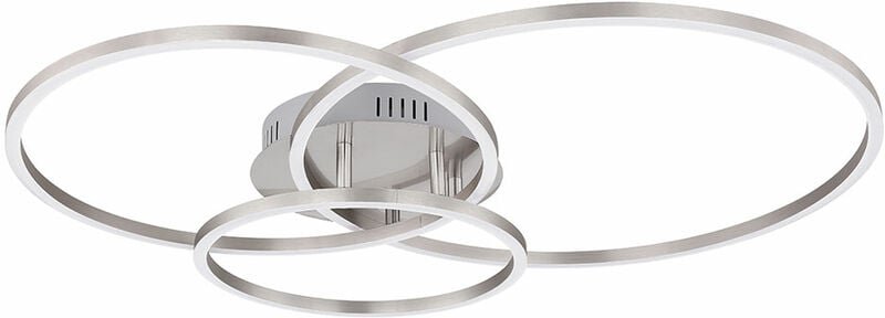 Deckenlampe Designleuchte Wohnzimmer Deckenleuchte 3 flammig, Ring Design Metall weiß opal nickel, LED 40 Watt 1770 Lume...