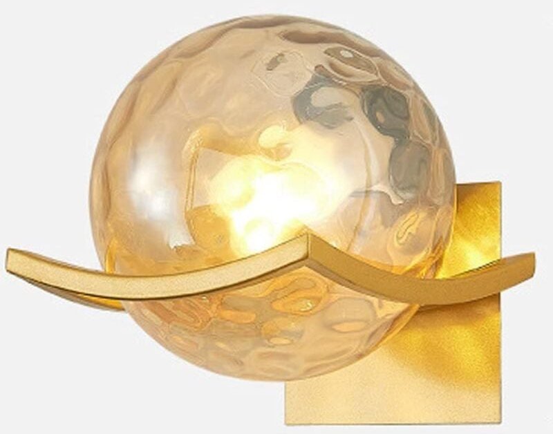 Mid Century Modern Wandleuchter Gehämmertes Glas Gold Bernstein Kugel Kosmetikspiegel Innenbeleuchtung Weiße Nachttisch ...