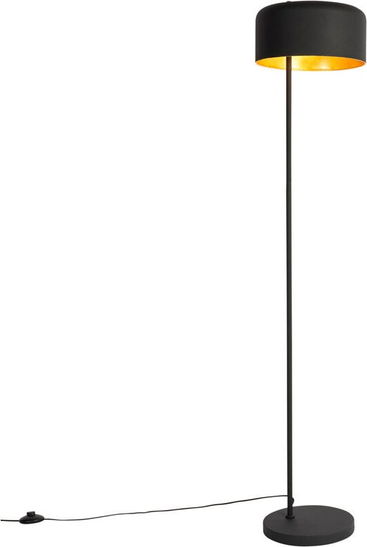 Retro-Stehlampe schwarz mit goldenem Innenleben – Jinte