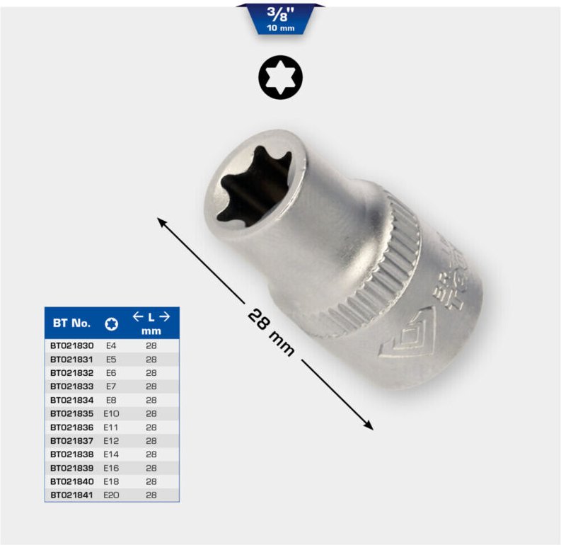 3/8' Torx-E-Stecknuss, E8