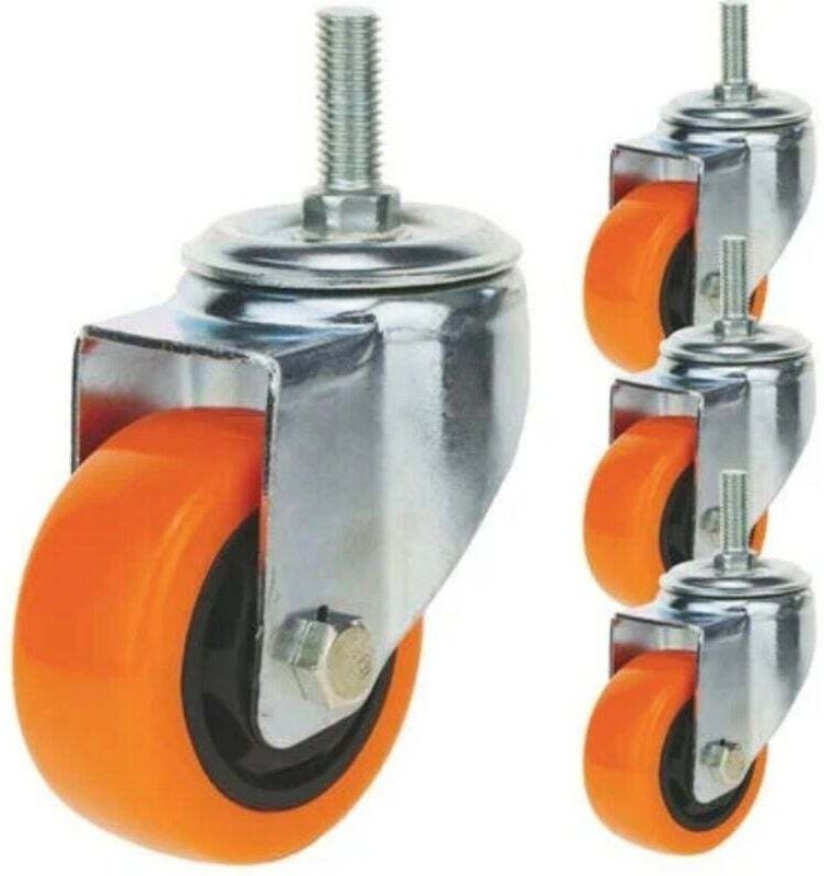 Lenkrollen, Industrie-Polyurethanrad, ohne Bremse, 75 mm, M12, 4er-Pack