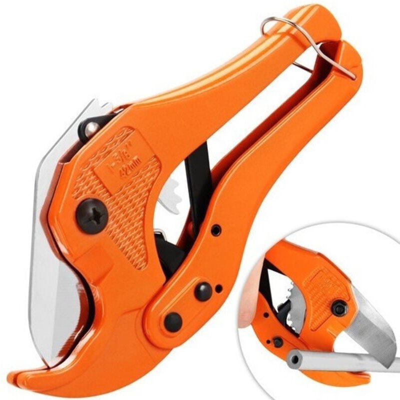 Trade Shop Traesio - Trade Shop - Ratschen-Rohrschneidezange für PVC-Rohre 42 mm für professionelle Klempner -
