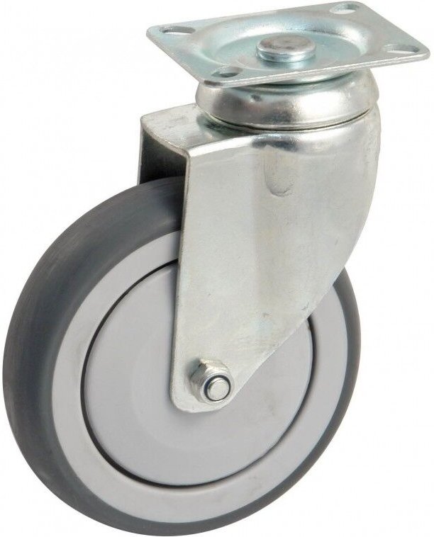 Lenkrolle mit rechteckiger Platte AVL Gummirad ø 100 - Tragkraft 100 kg - 550842O