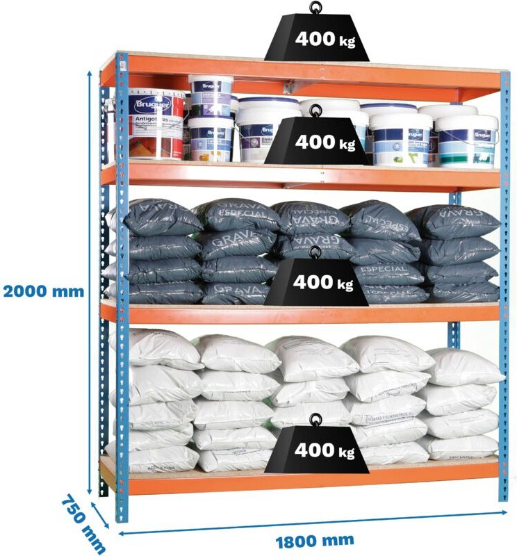 Simonrack Regalsystem ohne Schrauben blau orange Holz