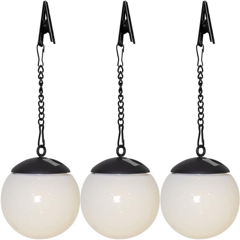 LED-Solar-Kugel "Globus", 3er Set, weiß, je Ø 10cm