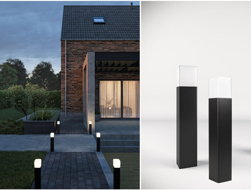 Smartwares - led Pollerleuchten 2er set alu Schwarz Wegeleuchten IP44 Höhe 50cm