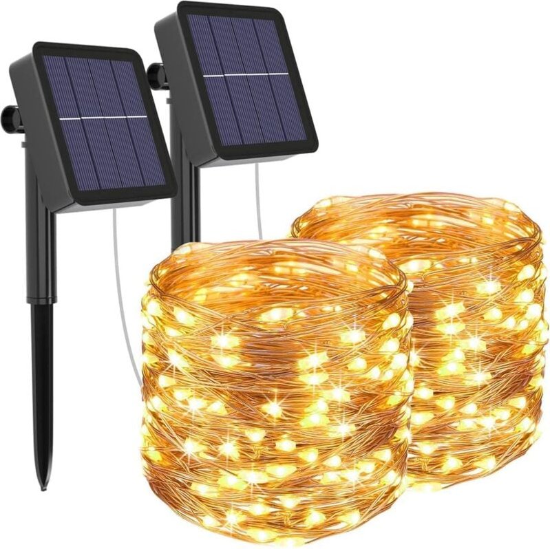 Thumbnail - Solarleuchten, Litogo, 10 m, 100 LEDs, wasserdichte Solar-Lichterkette für den Außenbereich, 8 Modi, Dekorationslicht fü...