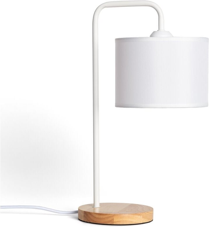 Ledkia - Tischlampe Stoff und Holz Jedali Weiß