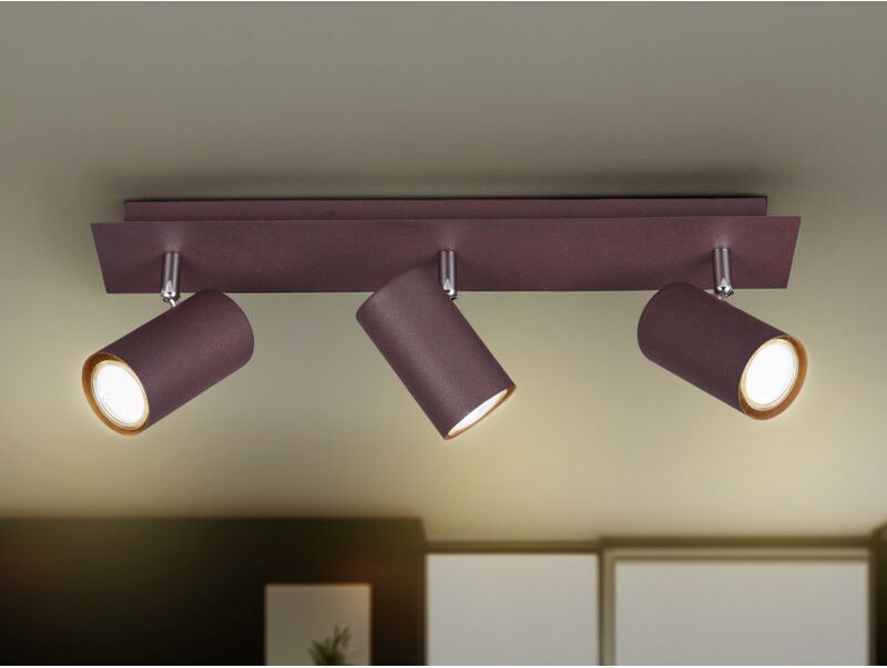 Led Deckenstrahler Rostfarben 3-flammig, Breite 48cm