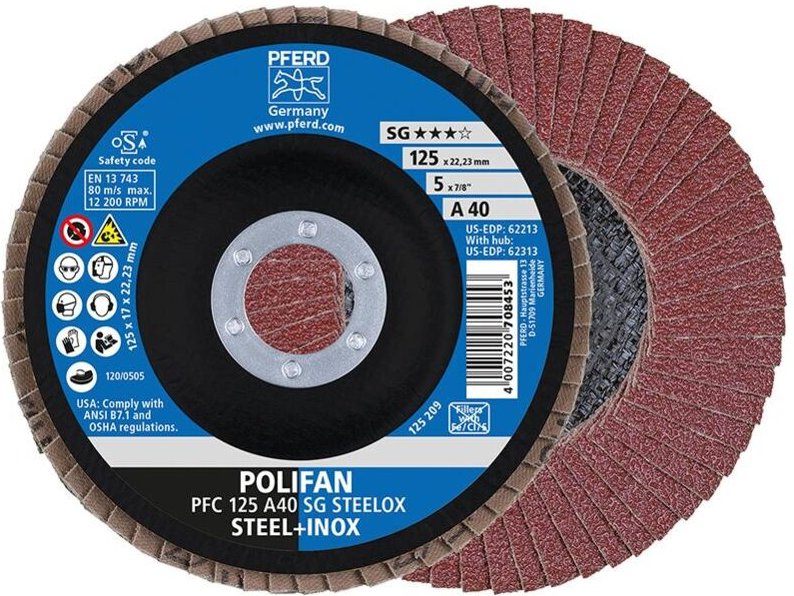 Fächerschleifscheibe A 80SG gewölbt 115mm K80 Pferd