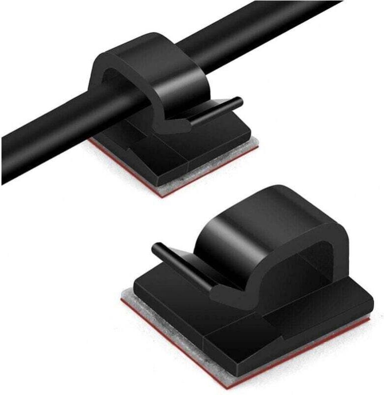 XVX - Confezione da 10 fascette nere per cavi, fascette adesive per cavi, gestione cavi, fascette autoadesive per cavi, ...