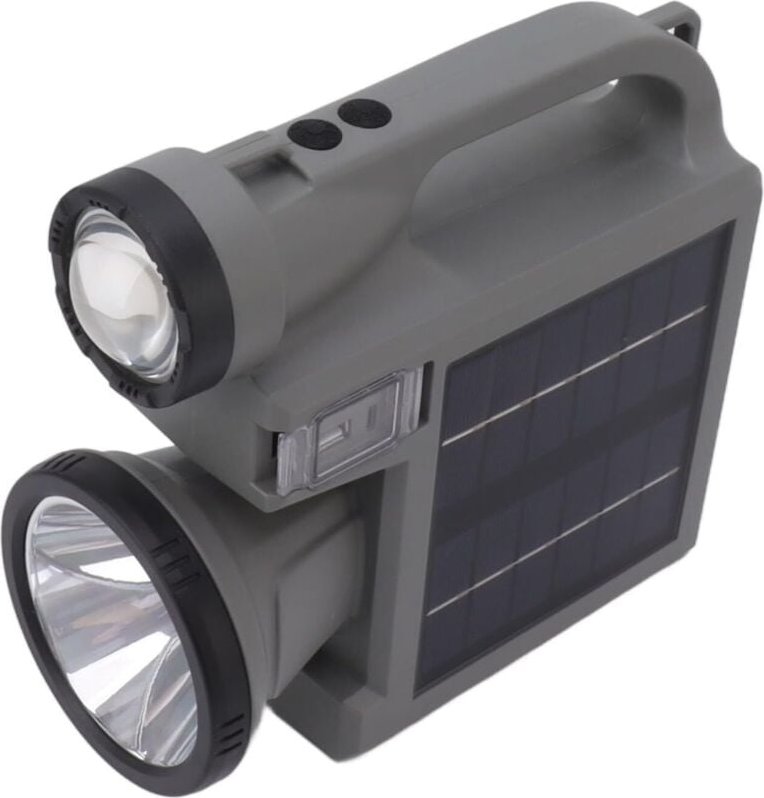 Tragbarer Scheinwerfer, Solar-LED-Taschenlampe mit doppeltem Solarpanel für Notfälle im Freien, Taschenlampen