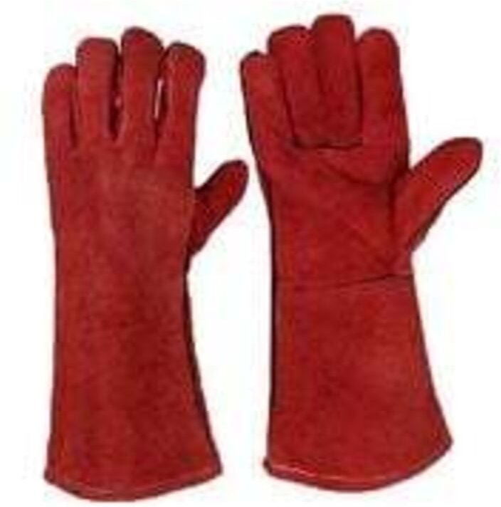 Robuste, große, hitzebeständige Schweißerhandschuhe mit Lederfutter für Holzofen, Holzofen, Grill, Gartenhandschuhe für ...