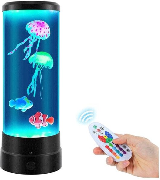 Lavalampe, Nachtlicht für Kinder mit Fernbedienung, USB-betrieben, geräuschlose Aquariumlampe mit wechselnden Farben, Ge...