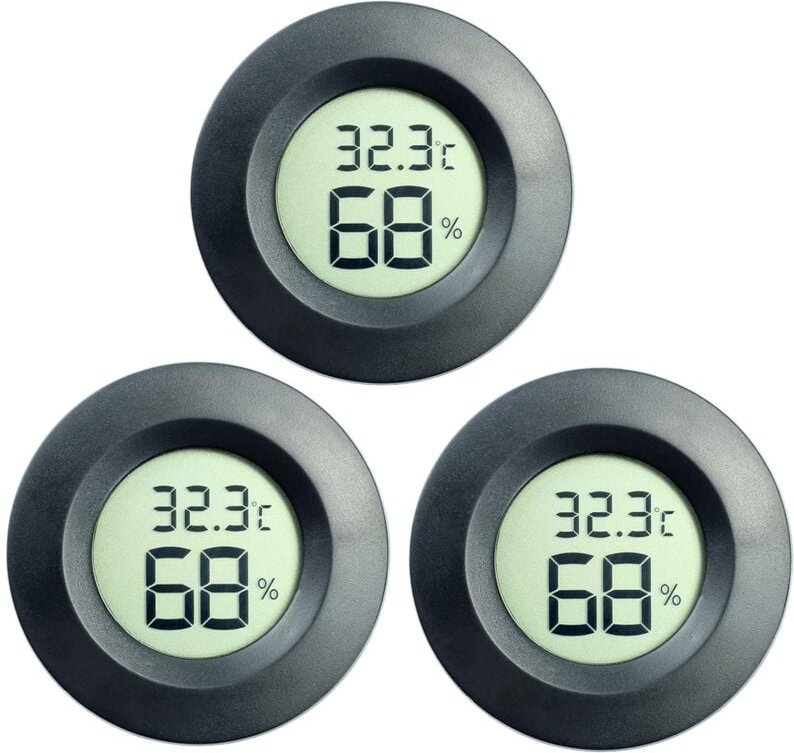 3-Pack Hygromètre Thermomètre Numérique lcd Moniteur Humidimètre Jauge pour Humidificateurs Déshumidificateurs Serre Sou...