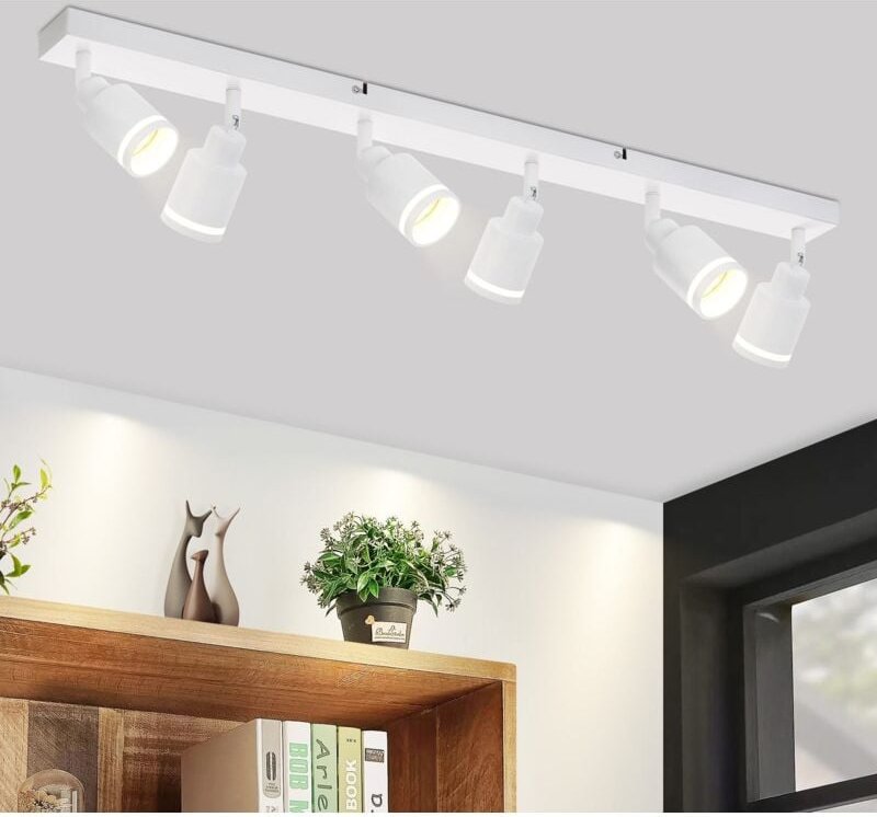 Thumbnail - Deckenstrahler Modern Weiß Deckenleuchte: 6 Flammig Schwenkbar Deckenspot Flurlampe GU10 Deckenlampe Metall Innen Wandst...
