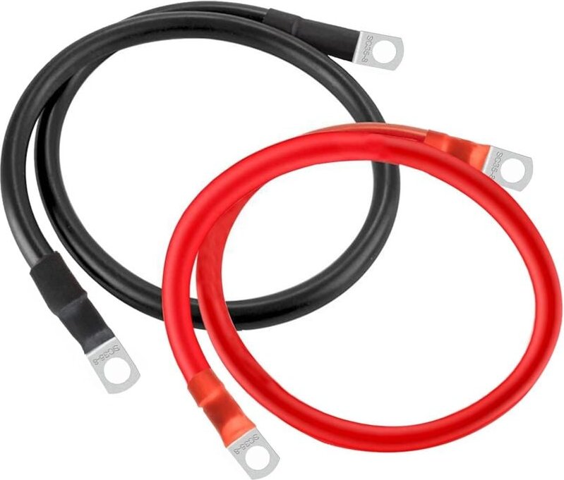 2AWG/35mm² 30cm Batteriekabel Wechselrichter 12V Autobatteriekabel mit M8 Ringclip für Motorräder, Automobile, Boote, Bo...