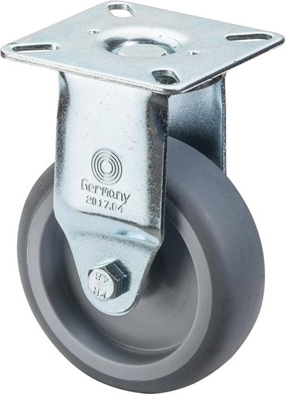 Bockrolle 75mm Lg.G Stahlbl verz. Gummirad - Bs Rollen