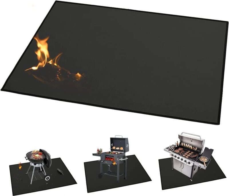 Thumbnail - Große Grillmatte (165 x 99 cm) für Holzkohlegrills, Herde, Smoker und Gasgrills. Feuerbeständiger Terrassen- und Verande...