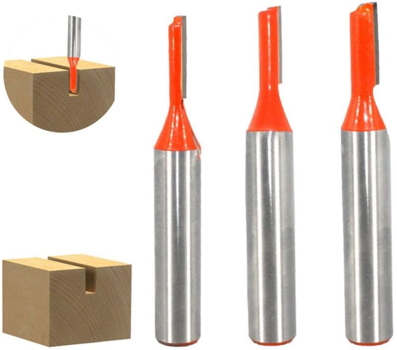 Gerader Fräser mit 8 mm Schaft, 3-teiliger gerader Fräser, Schaftschlitzfräser, Holzfräser, Holzfräswerkzeuge, Holzbearb...