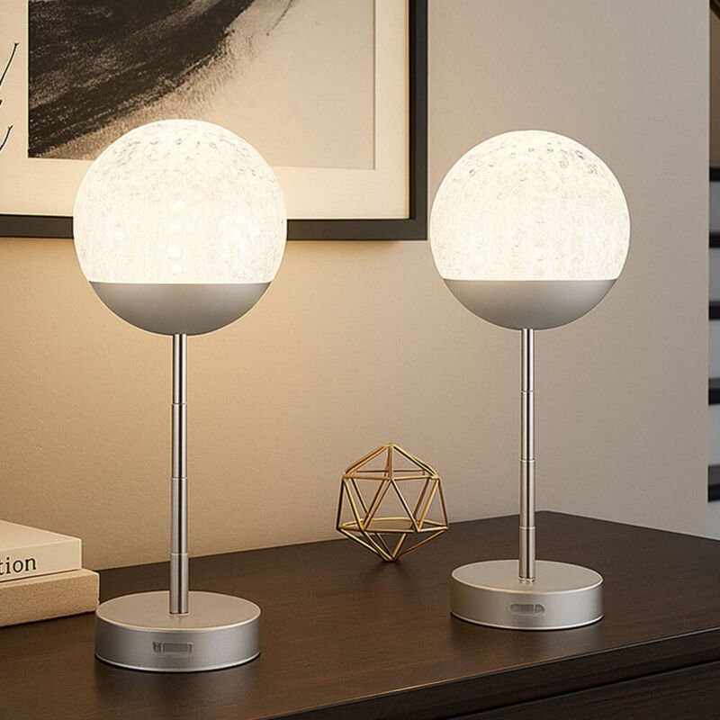 Led Tischlampe Touchdimmer Nachttischlampe Kristall Tischleuchte höhenverstellbar, Edelstahl silber Kunststoff, 1W 50lm ...