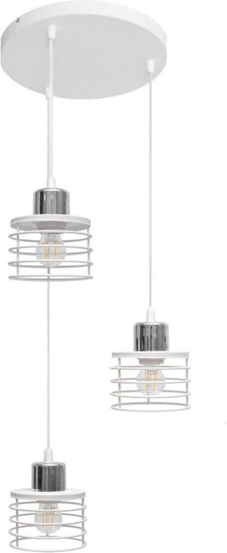 Edison Cluster Pendelleuchte Weiß, Chrom 38cm - Helam