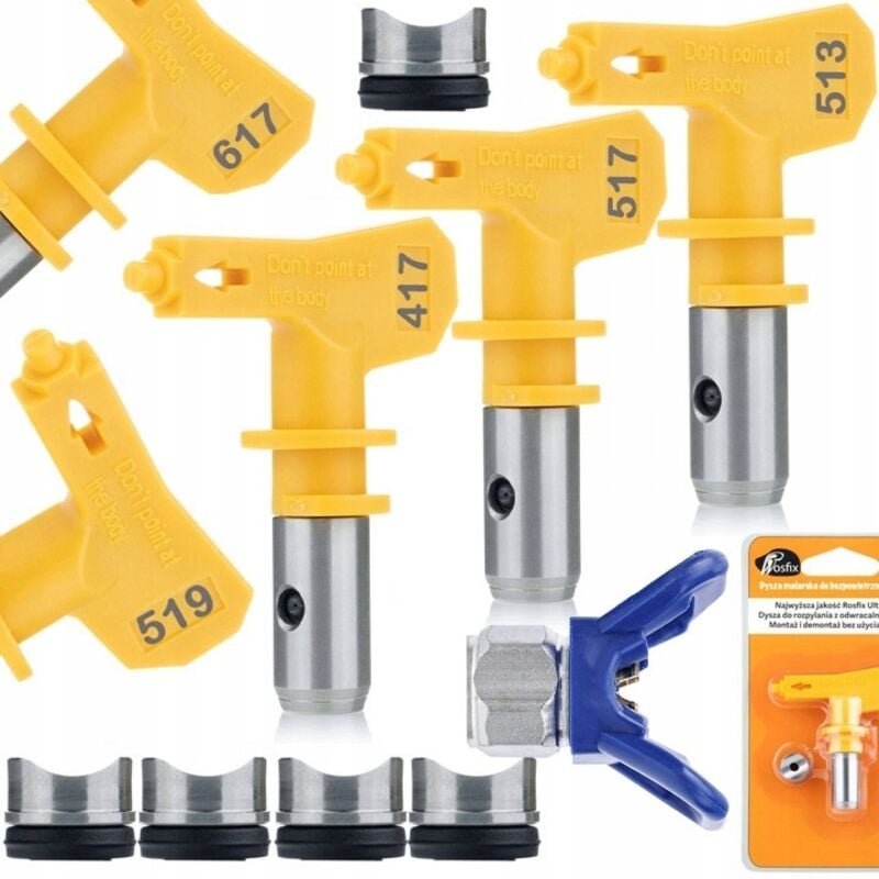 Rosfix Set Ultra Spray 5X – Sprühdüsen 513, 517, 519, 417, 617 mit Edelstahldüsenhalter 20–30 cm Sprühbreite Für Acryl, ...