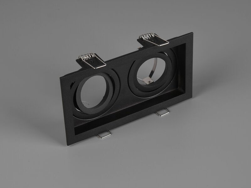 Trio - Eckiger 2-flammiger Deckeneinbaustrahler kenai Schwarz, schwenkbar 17,2 x 9,2cm