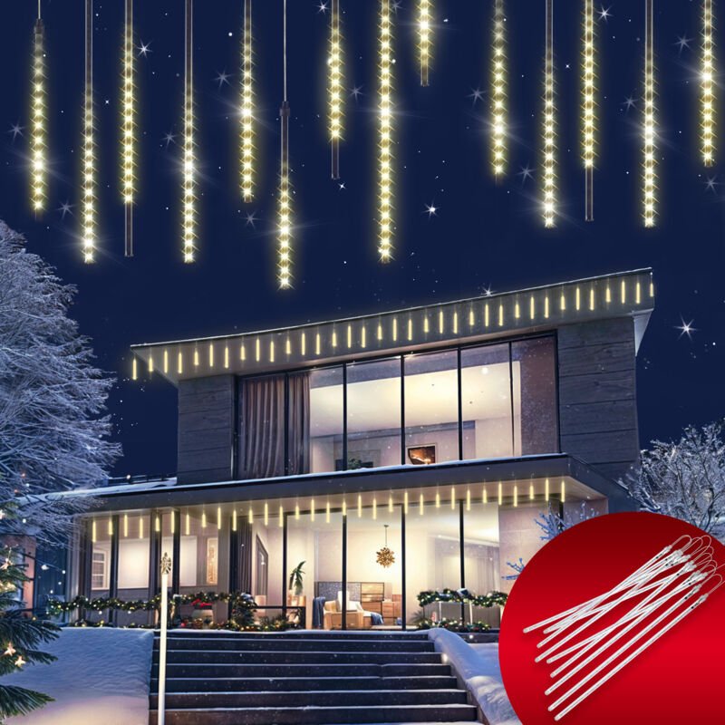 MONZANA® Lichterkette Meteorschauer 480 LED Außen Wasserdicht 10 Röhre je 50 cm Innen Weihnachten Eisregen Regenlichterk...