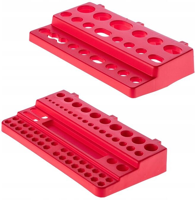 Wandregal, aus pp Kunststoff, Lagersystem für Lochwand, Rot, 2x Kurz - Kadax