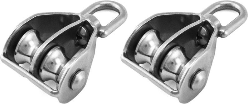 Thumbnail - 2PCS M15 Double Pulley Block 304 Stainless Steel Swivel Double Lifting Pulley npterbl