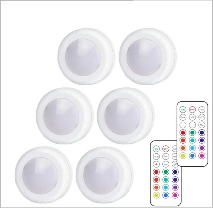 Schranklicht, RGB-LED-Schranklicht mit Fernbedienung, dimmbar, 13 Farben, 4 Modi, batteriebetriebenes Nachtlicht für Sch...
