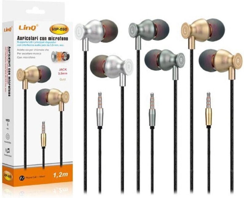 Trade Shop Traesio - Trade Shop - kopfhörer smartphone lautstärkeregler mikrofonanschluss 3,5 mm 1,2 mt VIP-690 -