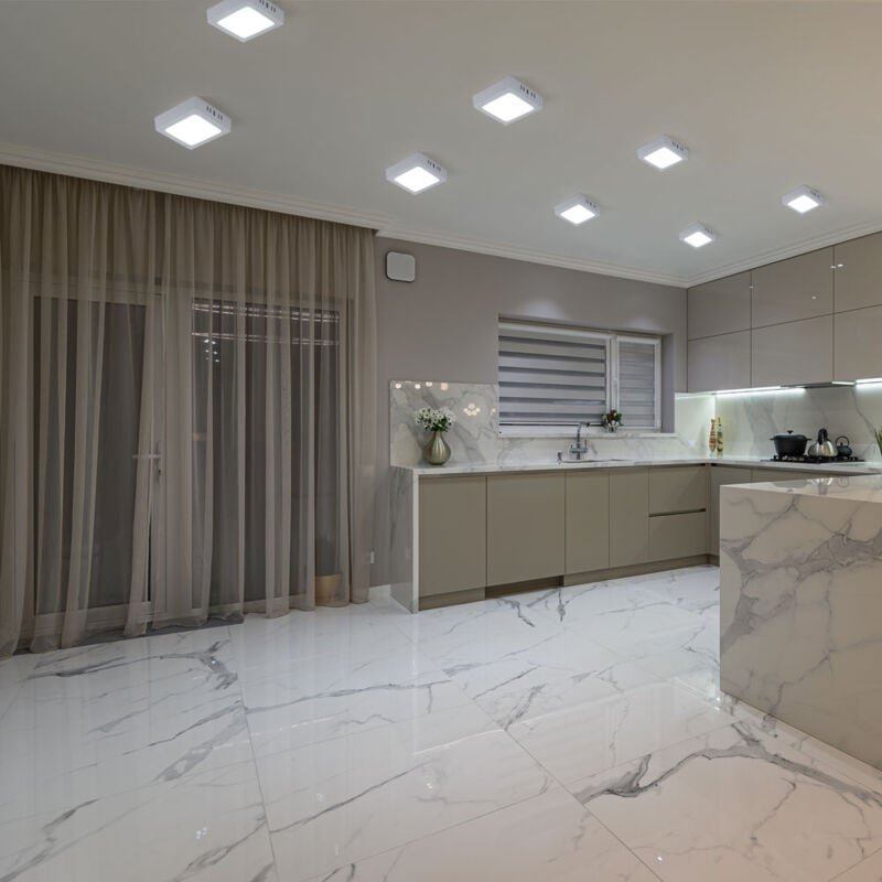 Led Deckenleuchte Wohnzimmerleuchte Flurlampe Aufbau-Panel quadratisch Küchenleuchte, Kunststoff weiß, 6W 660lm 6500K ka...