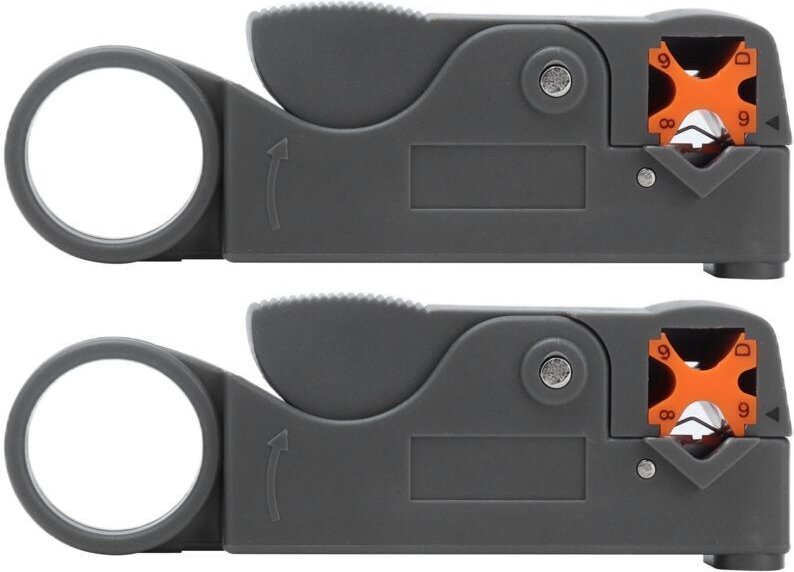 2-teiliges Abisolierwerkzeug-Set, Doppelklingen-Koaxialkabelabisolierer