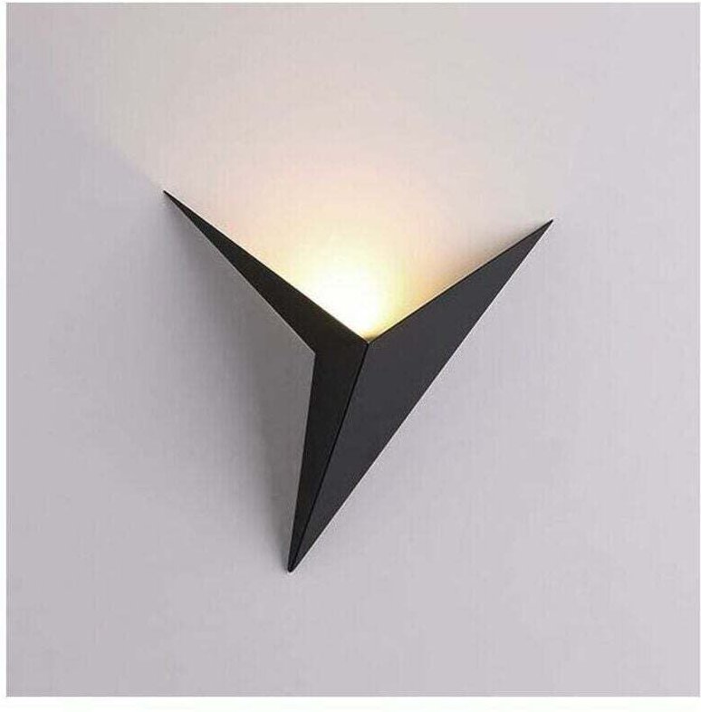 W LED-Innenwandleuchte, kreative dreieckige schwarze Wandleuchte, 3000 k warmweiß, moderne Metall-Wandleuchte für Schlaf...