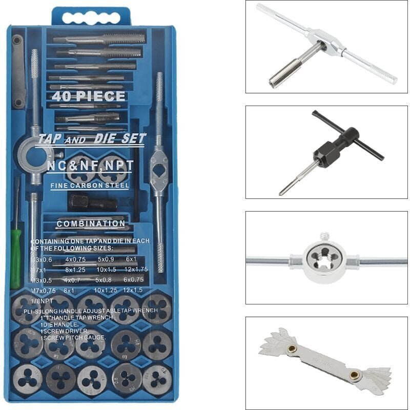 Metrische Gewindebohrer und Schneideisen, 40er-Pack