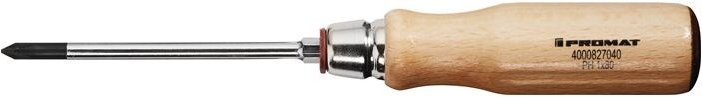 Promat - Schraubendreher Gr.PH 1 Klingenlänge 80 mm Holzgriff Rundklinge mit