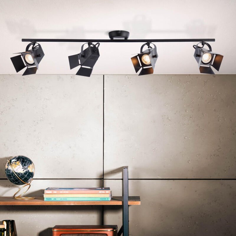 BRILLIANT Lampe Movie LED Spotrohr 4flg schwarz matt 4x LED-PAR51, GU10, 5W LED-Reflektorlampen inklusive, (380lm, 3000K...