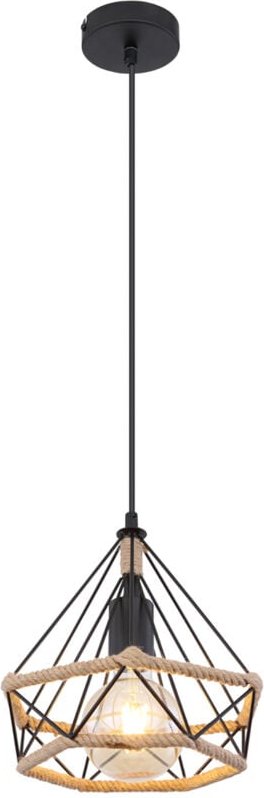 Pendelleuchte ulleu mit Hanfseil und Drahtgestell Schwarz, ø 25cm