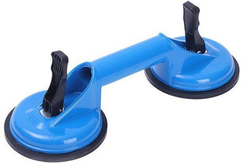 BEBUSINGOTO Doppelsaugnäpfe, 2er-Set, zum Transport von Glas, Fliesen und Platten, Tragkraft 80 kg, Ø 12 cm, blau