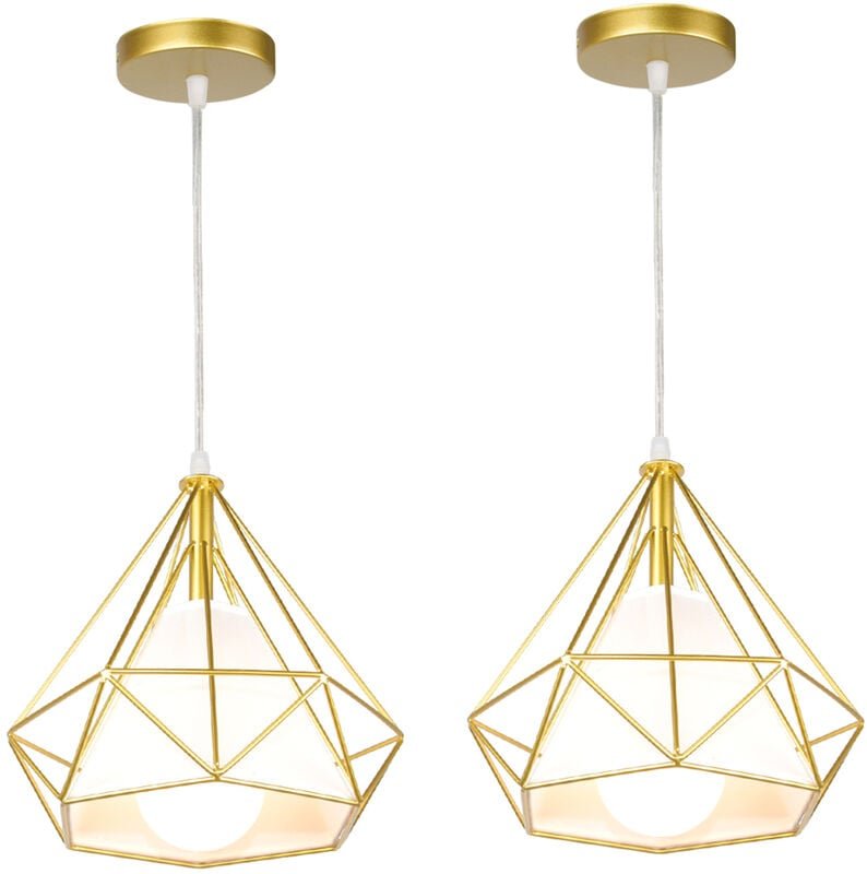 Pendelleuchte Vintage, Hängelampe im Retro Look, Diamant Form Kronleuchter mit Käfig für Wohnzimmer Schlafzimmer Esszimm...