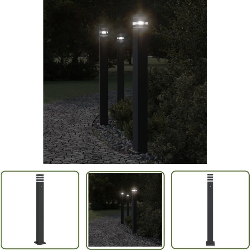 Wegeleuchte mit Bewegungsmelder Schwarz 110 cm Aluminium - Wegeleuchte - Außenbeleuchtung - LED-Lampe - Gartenlampe - Si...