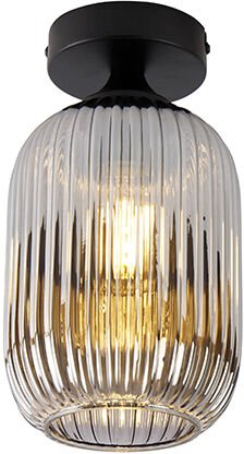 Art Deco Deckenleuchte schwarz mit Rauchglas - Banci