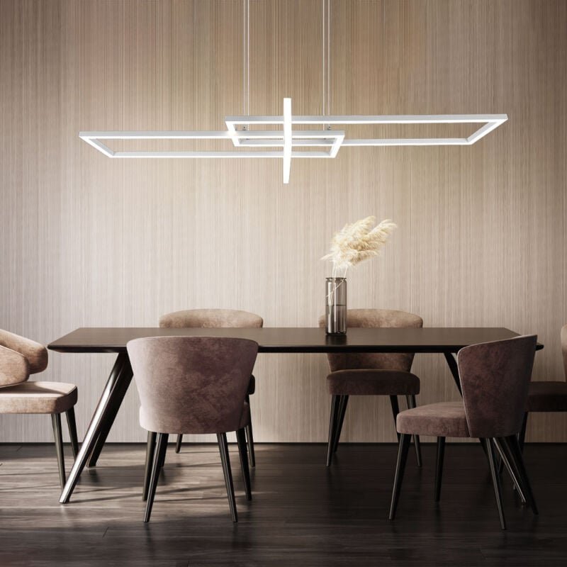 LED Hängeleuchte Esstisch dimmbar Hängelampe Wohnzimmer Modern LED Deckenleuchte Esszimmer, mit Switch Dimmer in weiß,1x...