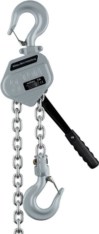 Wiltec Mini Hebelzug bis 3 t, robuster Handkettenzug 1,5 m Hubhöhe, Kettenzug aus Aluminium, manueller Hebelzug, hochbel...